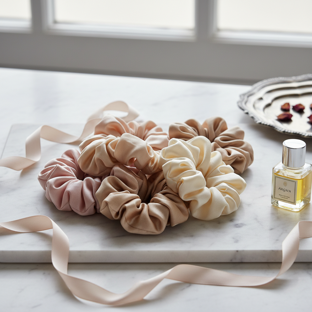 Silk Hair Scrunchies Set