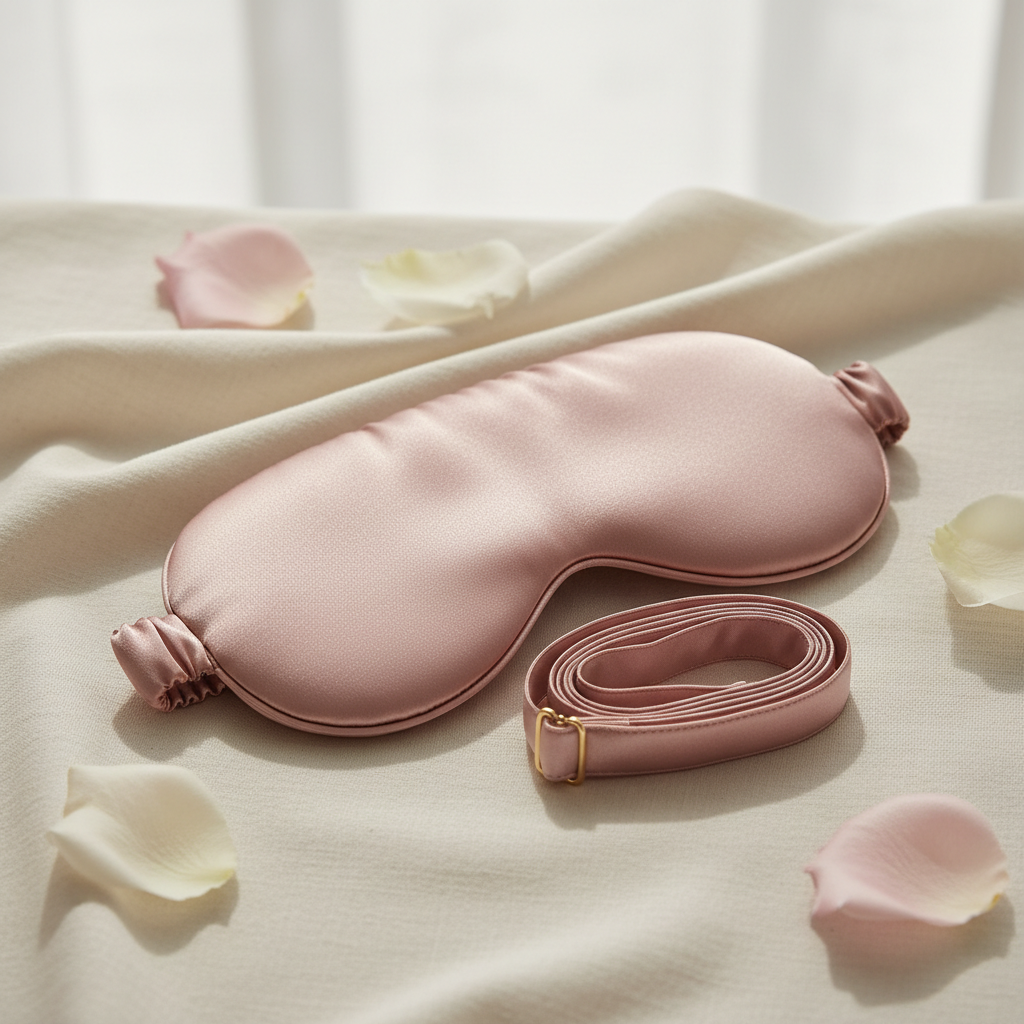 Pink silk sleep mask
